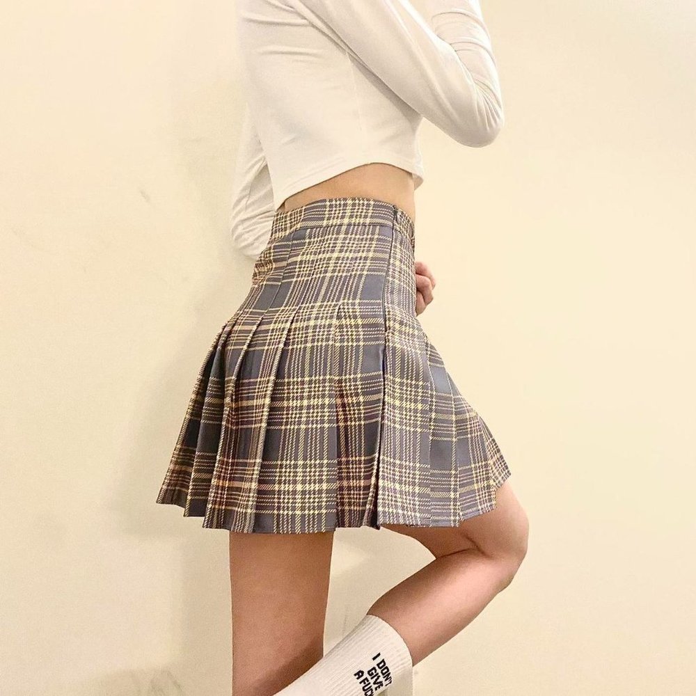 NWT Y2K 00s Vibe Preppy Plaid Pleated Mini Tennis Skirt